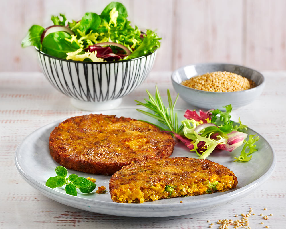 A vegetarian patty prepared with superfood Quinoa, with a trendy asian taste.