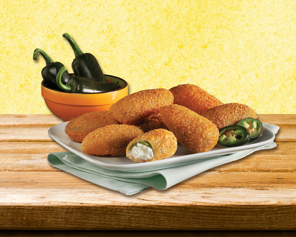 Crispy coated, slightly sour green Jalapeño filled with soft cheese.